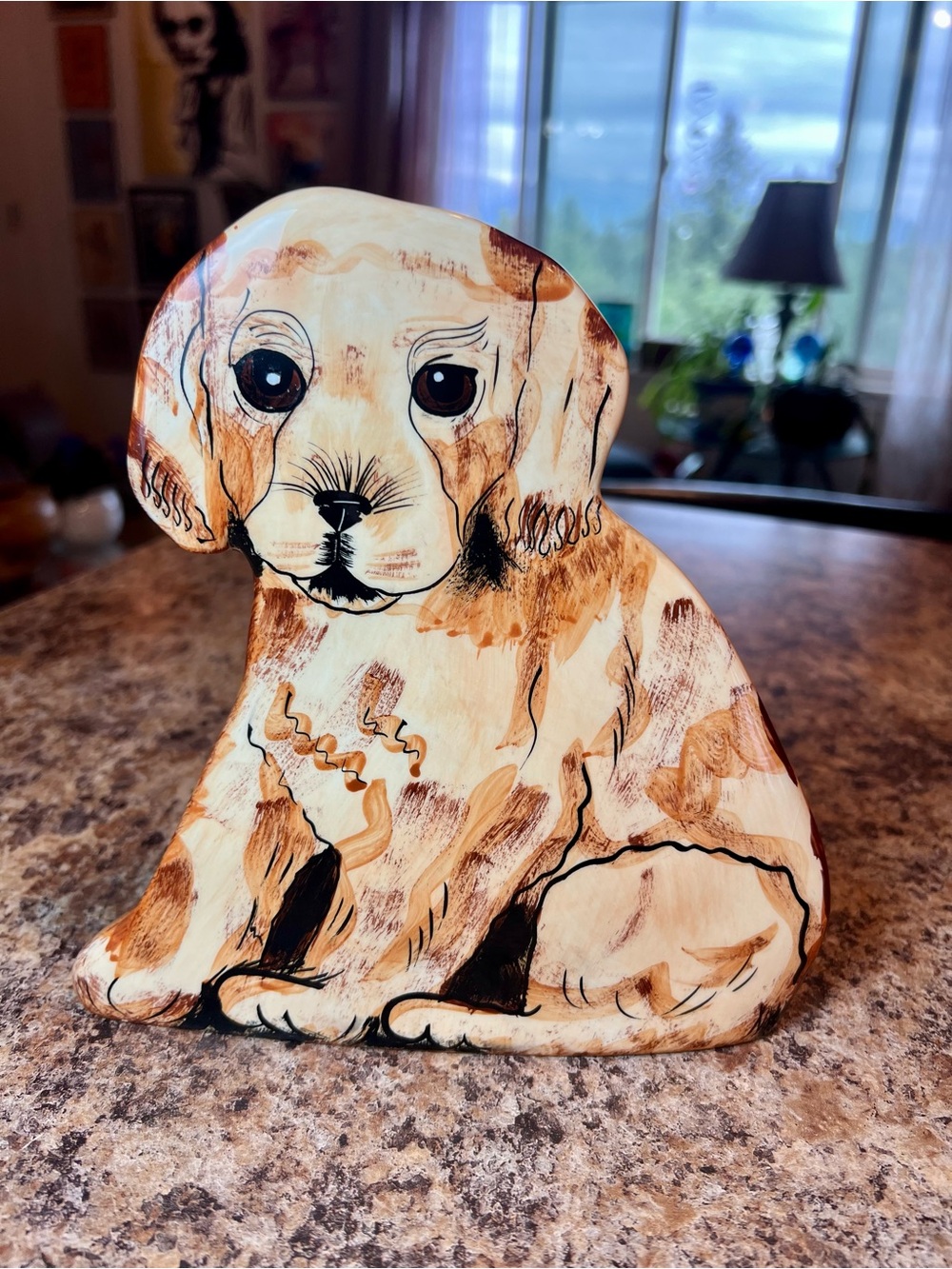 Handcrafted Dogs by Nina Brown & Cream Puppy Vase- Pets Dog Decor